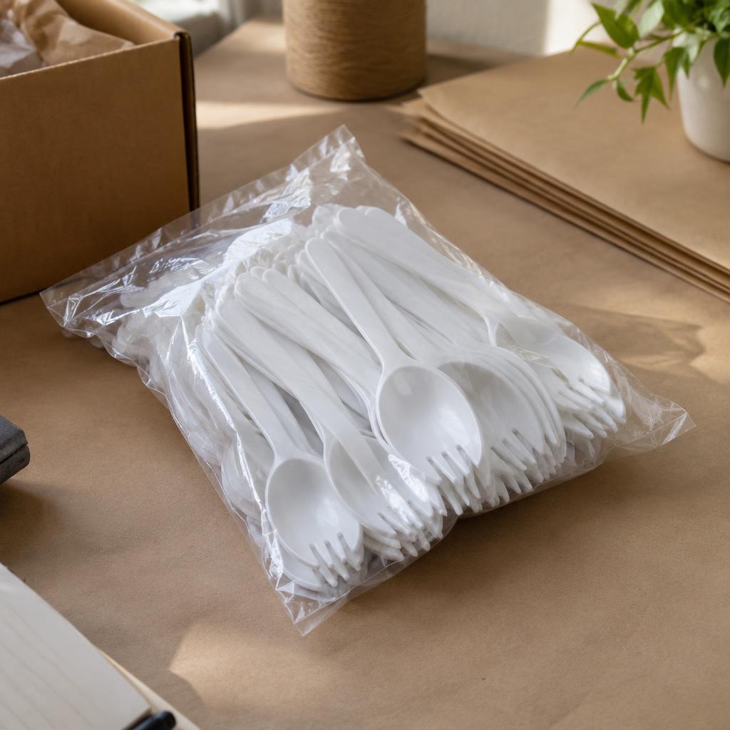 One Time Plastic Fork Spoon 100 pcs