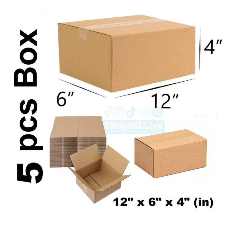5 Pcs Parcel Carton Box 12x6x4 Inch