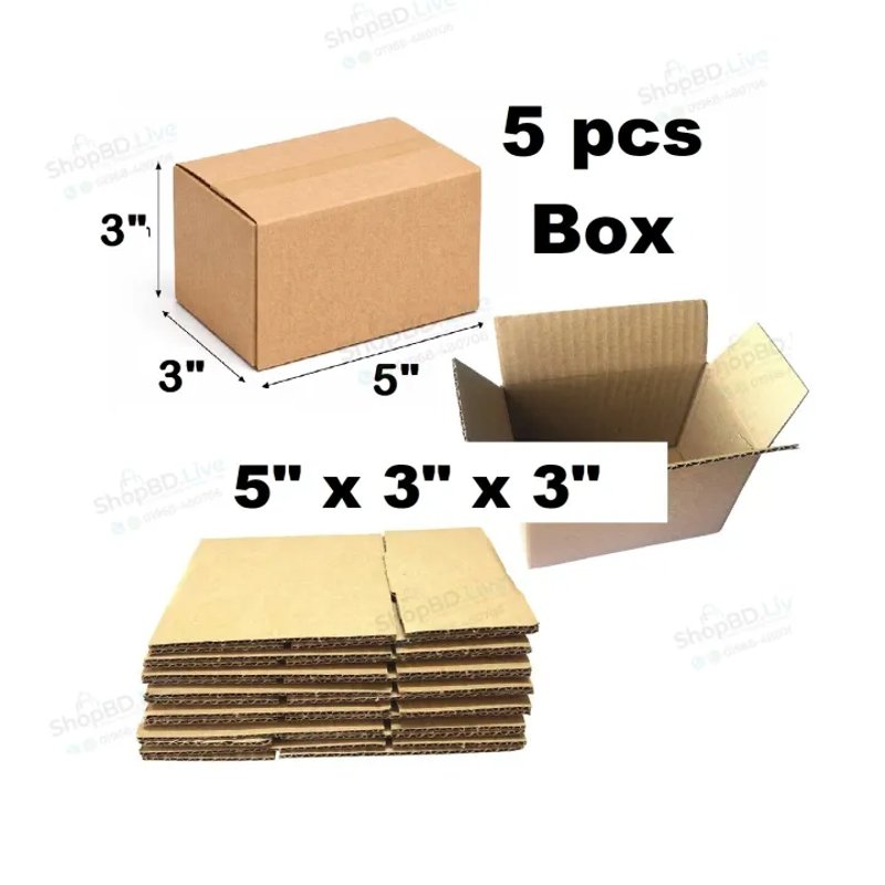 5 Pcs Parcel Carton Box 5x3x3 Inch