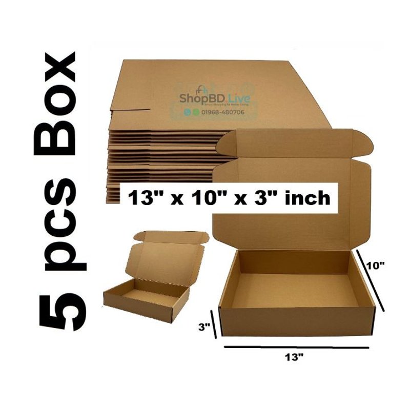 5 pcs Die Cut Box (Brown) 13x10x3 Inch